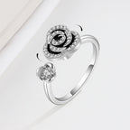 Bague Anti-Stress Rose Diamantée en Argent Sterling 925 - Rosa