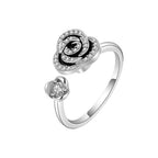 Bague Anti-Stress Rose Diamantée en Argent Sterling 925 - Rosa