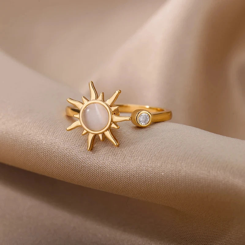 Bague Anti-Stress Tournante Soleil Ajustable - Sunshine