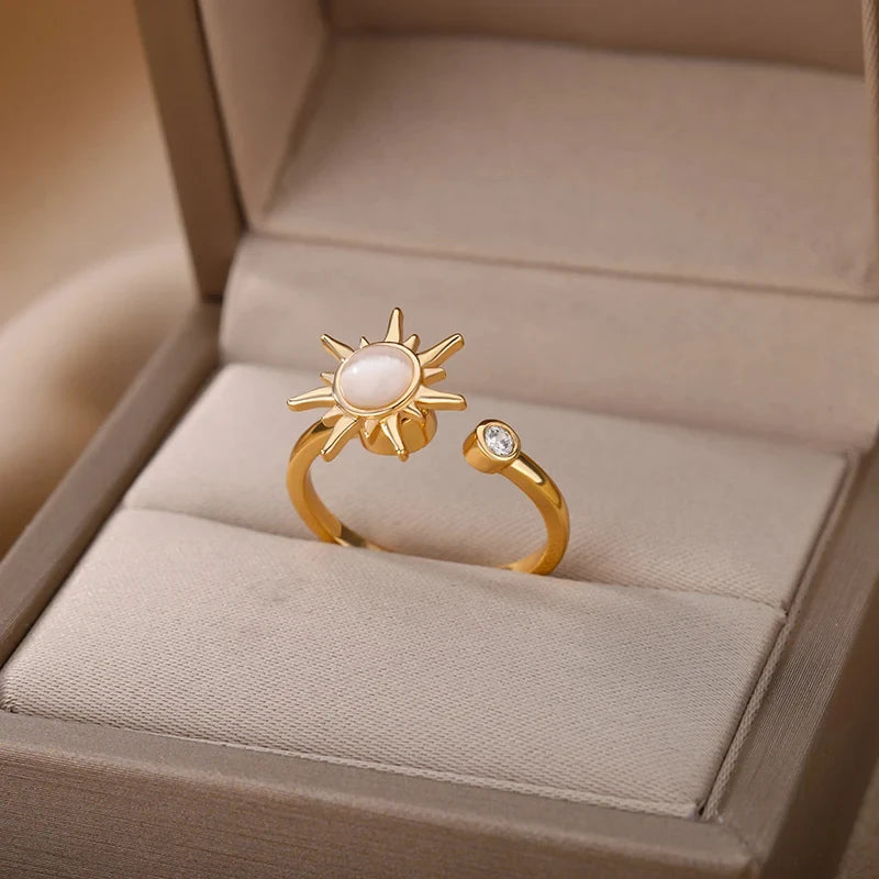 Bague Anti-Stress Tournante Soleil Ajustable - Sunshine