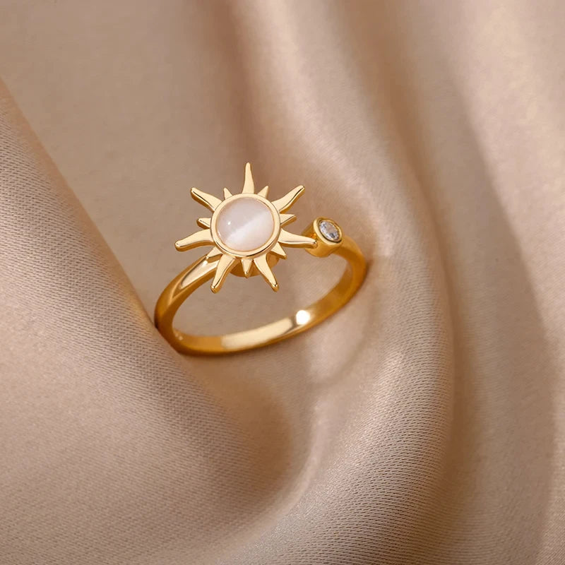 Bague Anti-Stress Tournante Soleil Ajustable - Sunshine