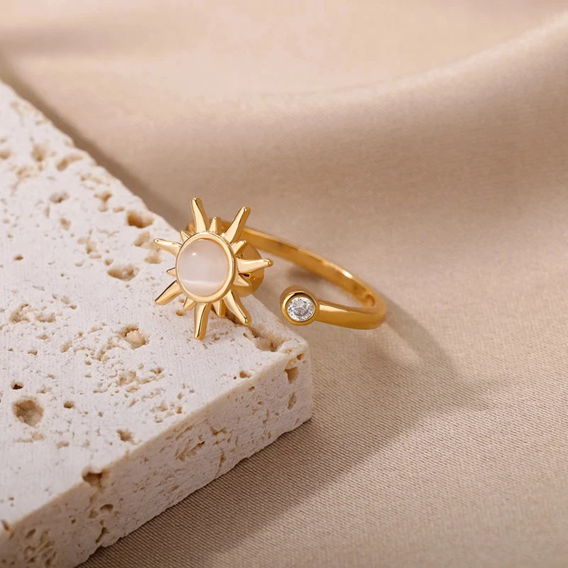 Bague Anti-Stress Tournante Soleil Ajustable - Sunshine