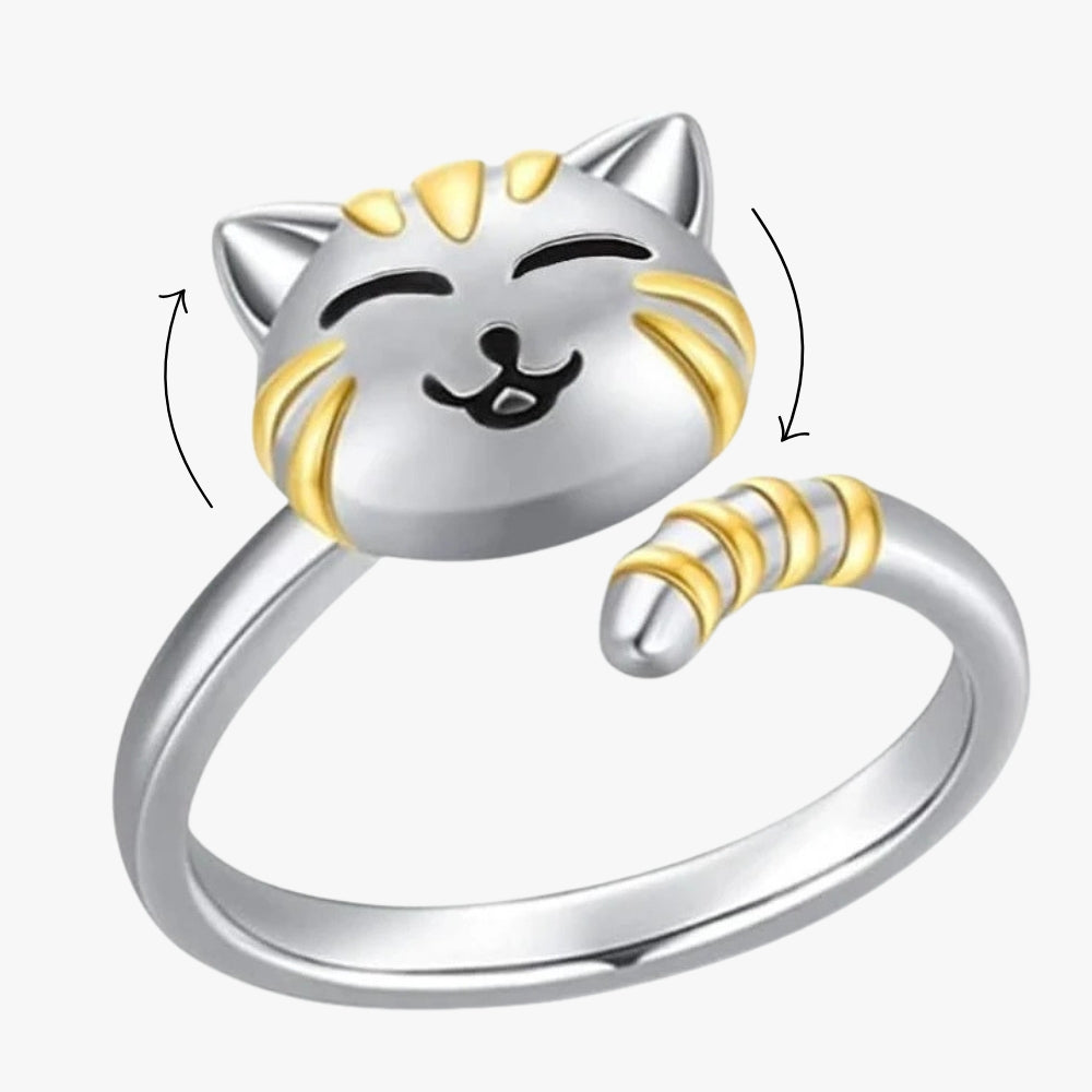 bague-anti-stress-chat-souriant-argent-or-ajustable-rotation