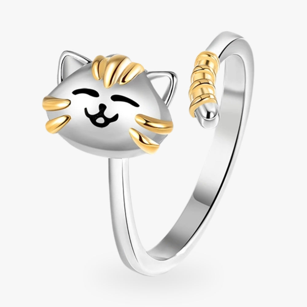 bague-anti-stress-chat-souriant-argent-or-ajustable