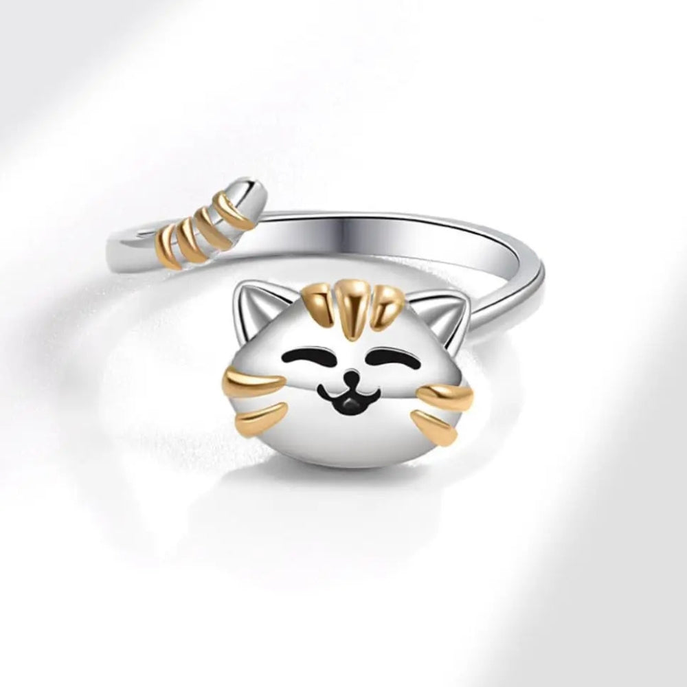 bague-anti-stress-chat-souriant-argent-or-photo