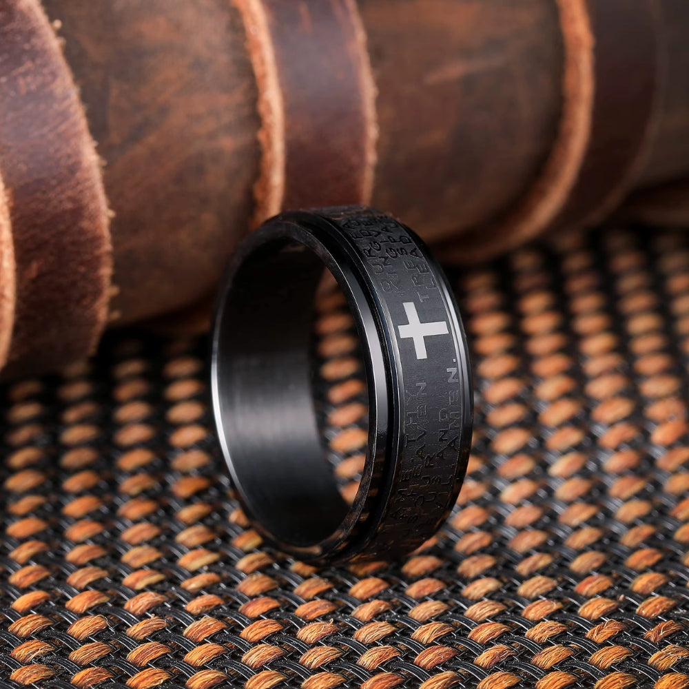 bague-anti-stress-chretienne-en-acier-inoxydable-brosse-fides-noir-situation