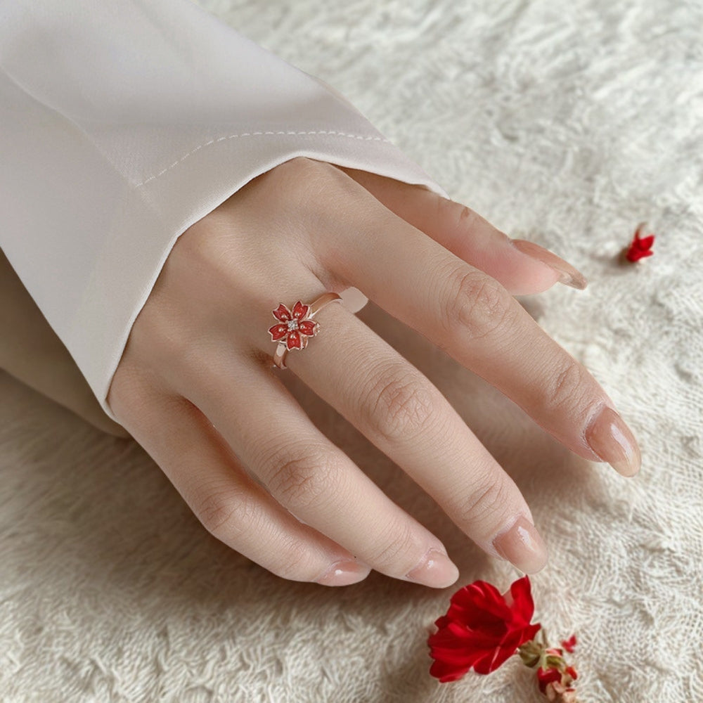 bague-anti-stress-fleur-de-pecher-tournante-en-argent-peach-situation