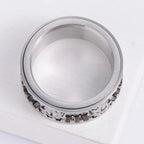 bague-anti-stress-tournante-engrenage-argentee-rotor-dessus