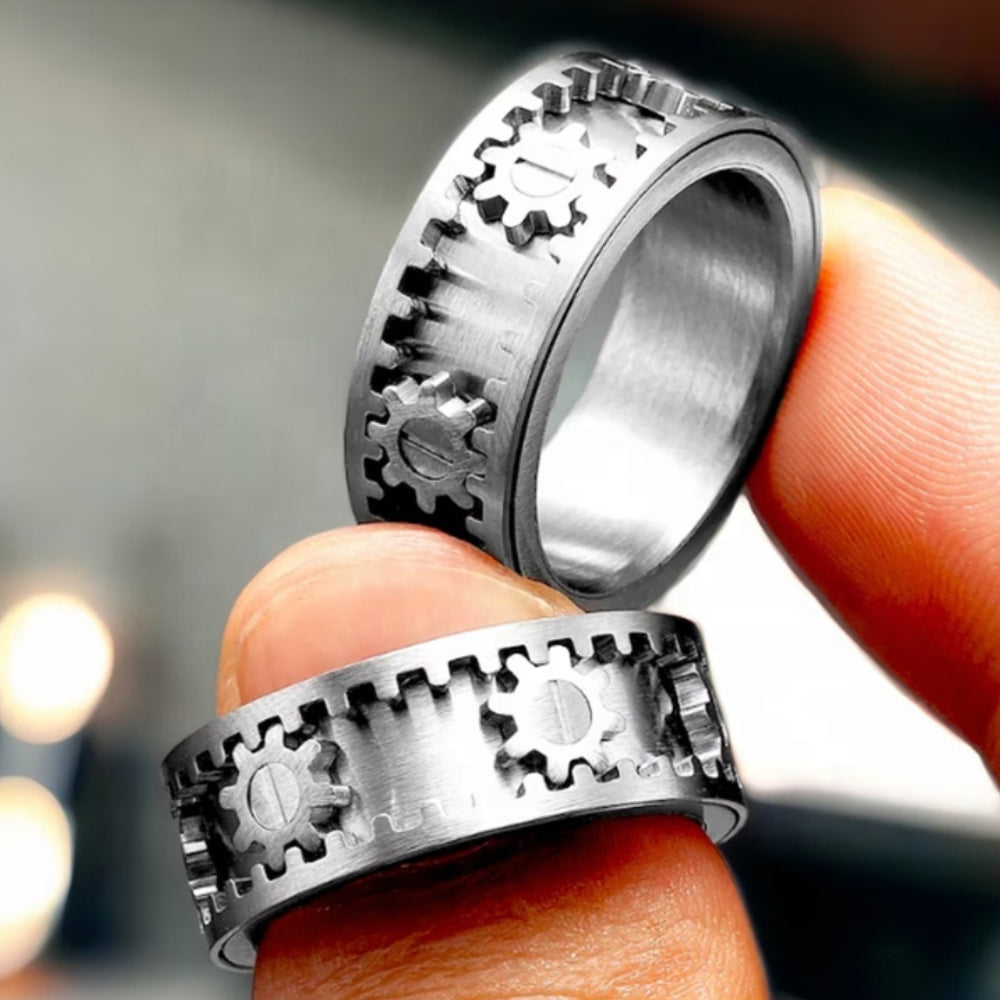 bague-anti-stress-tournante-engrenage-argentee-rotor-doigts