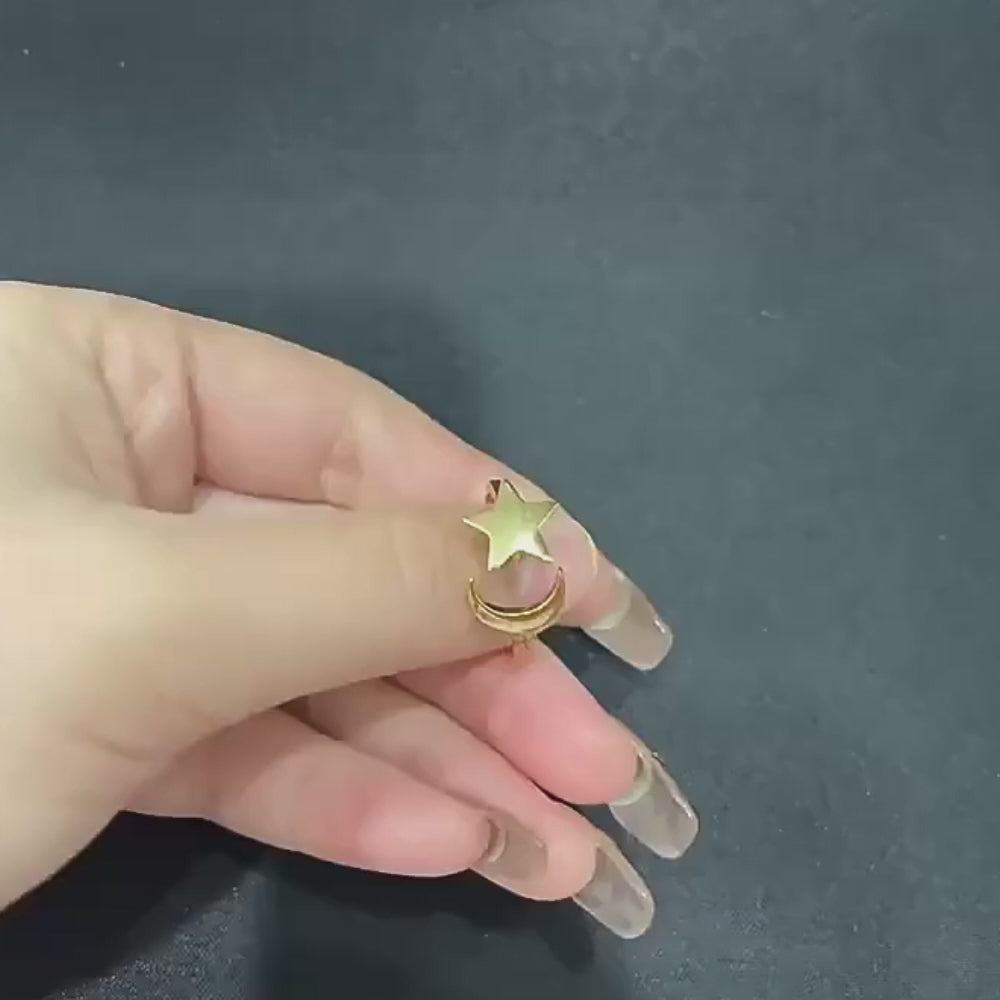 bague-anti-stress-etoile-rotative-lune-en-argent-astra-video
